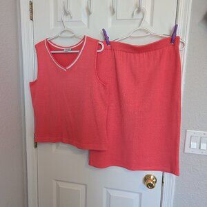 Vintage CORAL KNIT 2 PC SET | L | Made in USA | Viscaya |  EVC